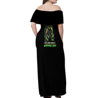 Warning Sign Skull Reaper Off Shoulder Maxi Dress - Wonder Print Shop