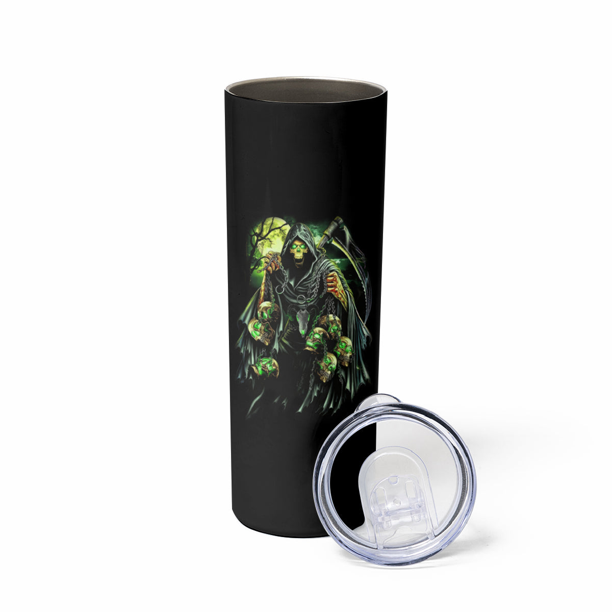 Warning Sign Skull Reaper Skinny Tumbler - Wonder Print Shop