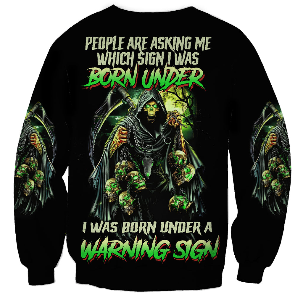 Warning Sign Skull Reaper Sweatshirt - Wonder Print Shop