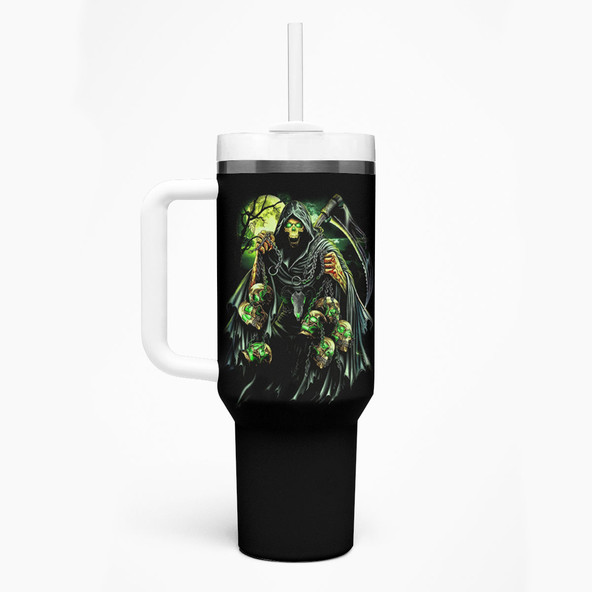 Warning Sign Skull Reaper Tumbler With Handle - Wonder Print Shop