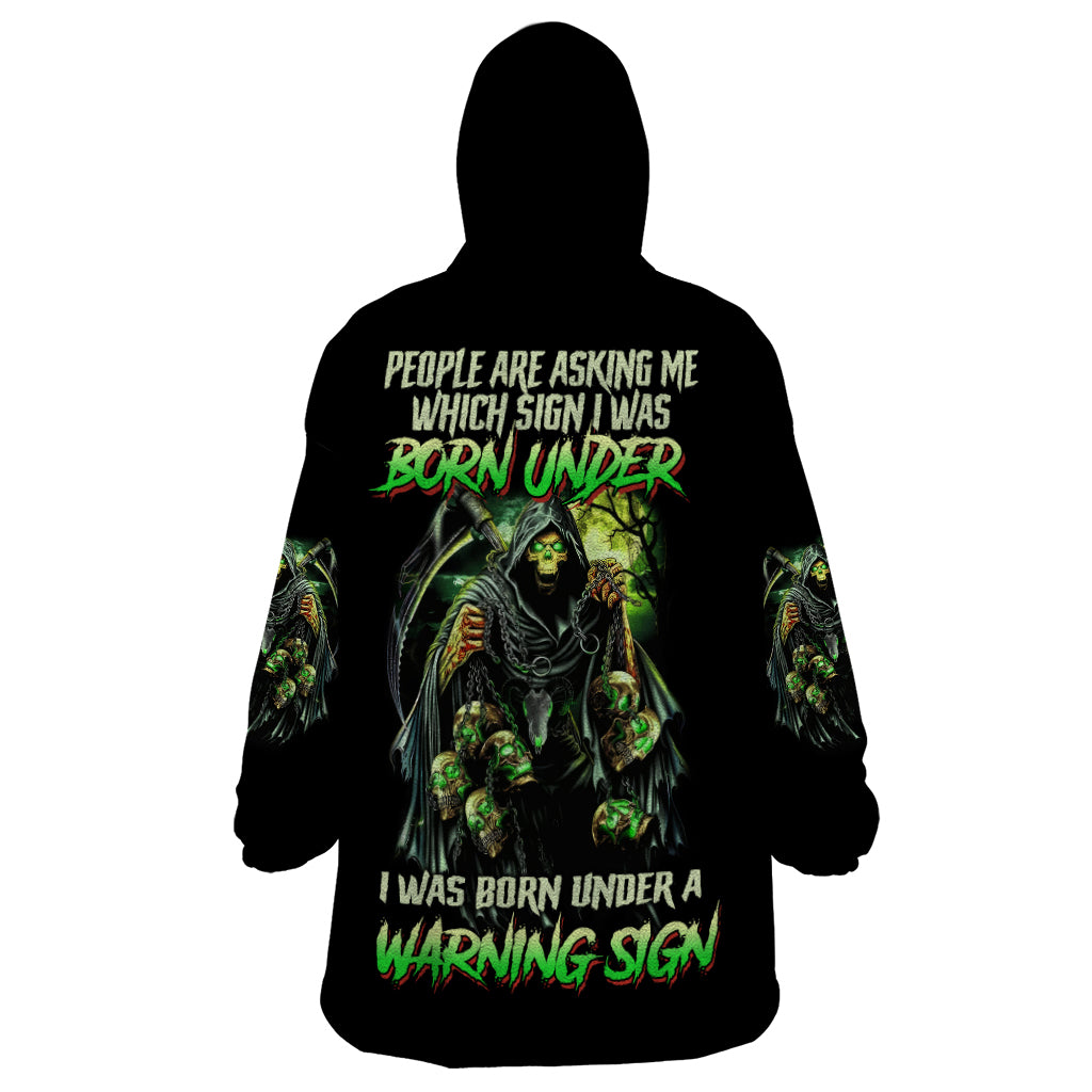 Warning Sign Skull Reaper Wearable Blanket Hoodie - Wonder Print Shop