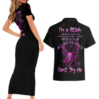 I'm A B Don't Try Me Couples Matching Short Sleeve Bodycon Dress and Hawaiian Shirt - Wonder Print Shop