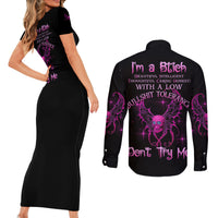 I'm A B Don't Try Me Couples Matching Short Sleeve Bodycon Dress and Long Sleeve Button Shirt - Wonder Print Shop