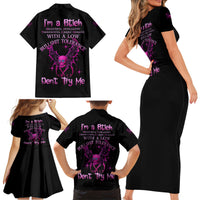 I'm A B Don't Try Me Family Matching Short Sleeve Bodycon Dress and Hawaiian Shirt - Wonder Print Shop