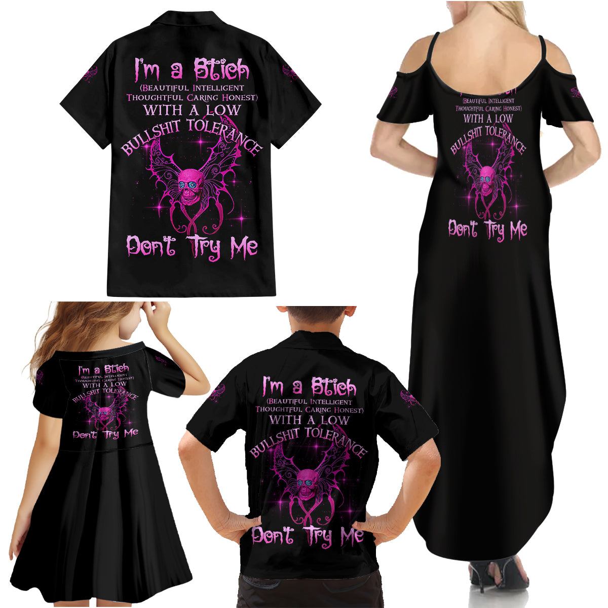 I'm A B Don't Try Me Family Matching Summer Maxi Dress and Hawaiian Shirt - Wonder Print Shop