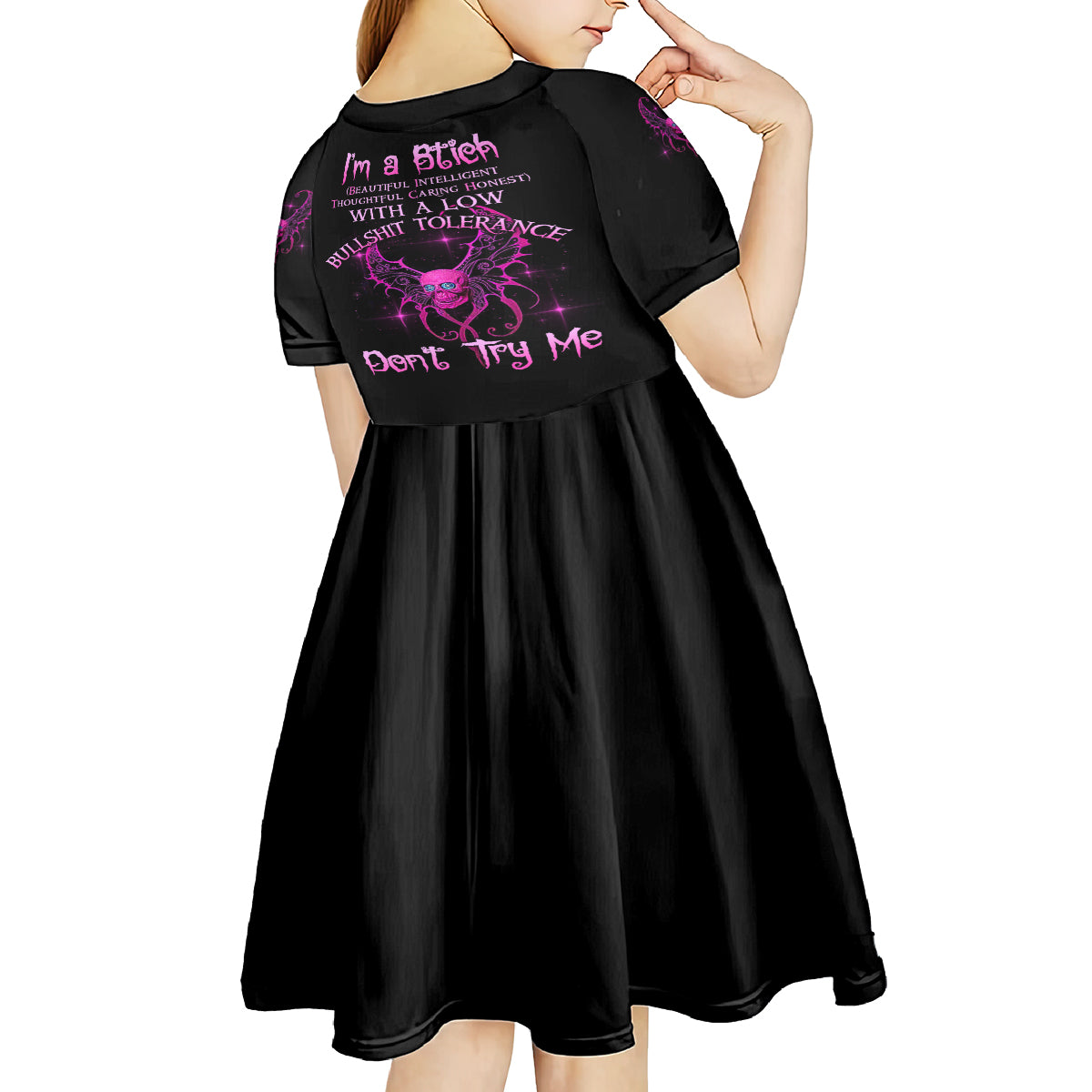 I'm A B Don't Try Me Kid Short Sleeve Dress - Wonder Print Shop