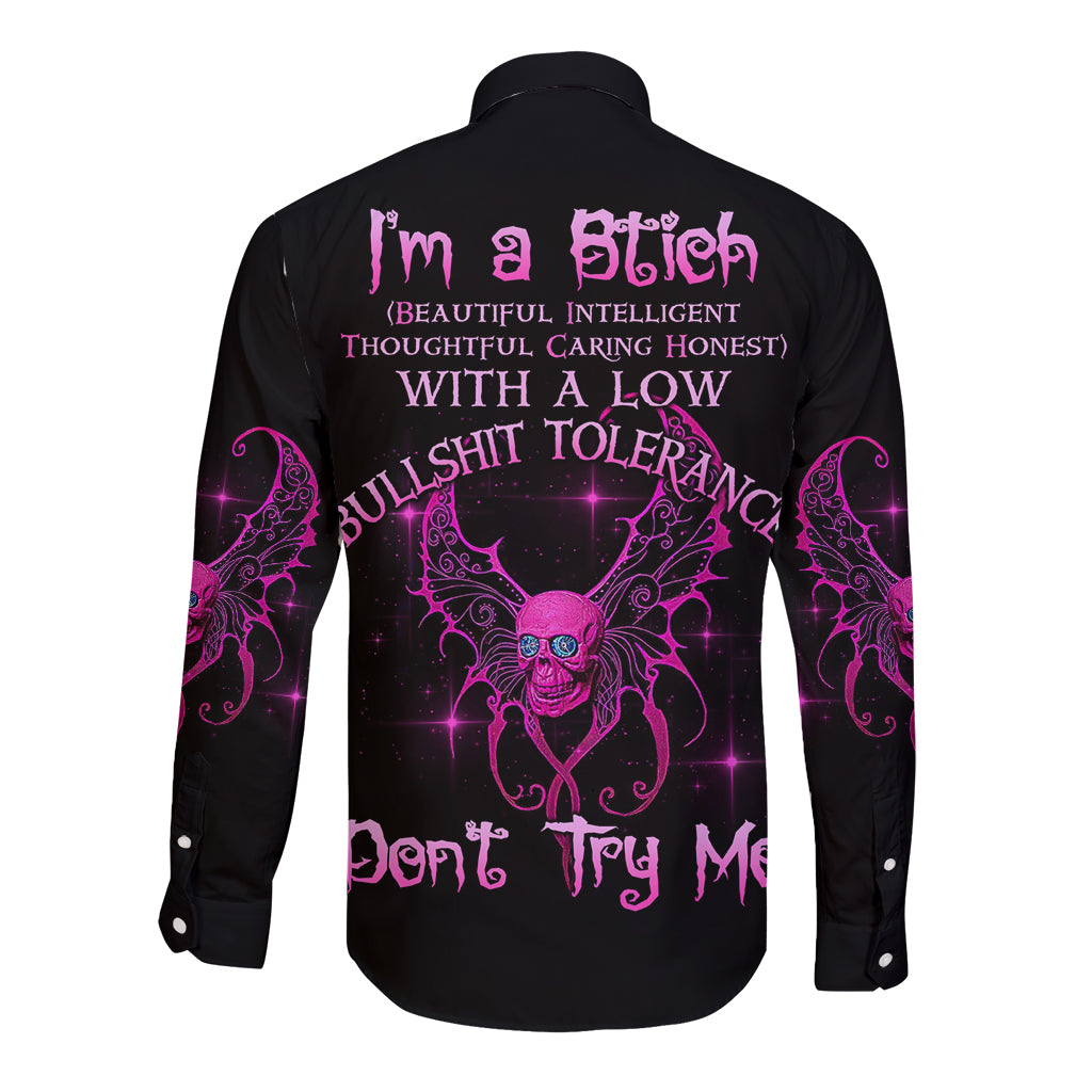 I'm A B Don't Try Me Long Sleeve Button Shirt - Wonder Print Shop