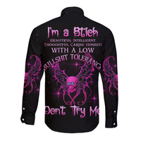 I'm A B Don't Try Me Long Sleeve Button Shirt - Wonder Print Shop
