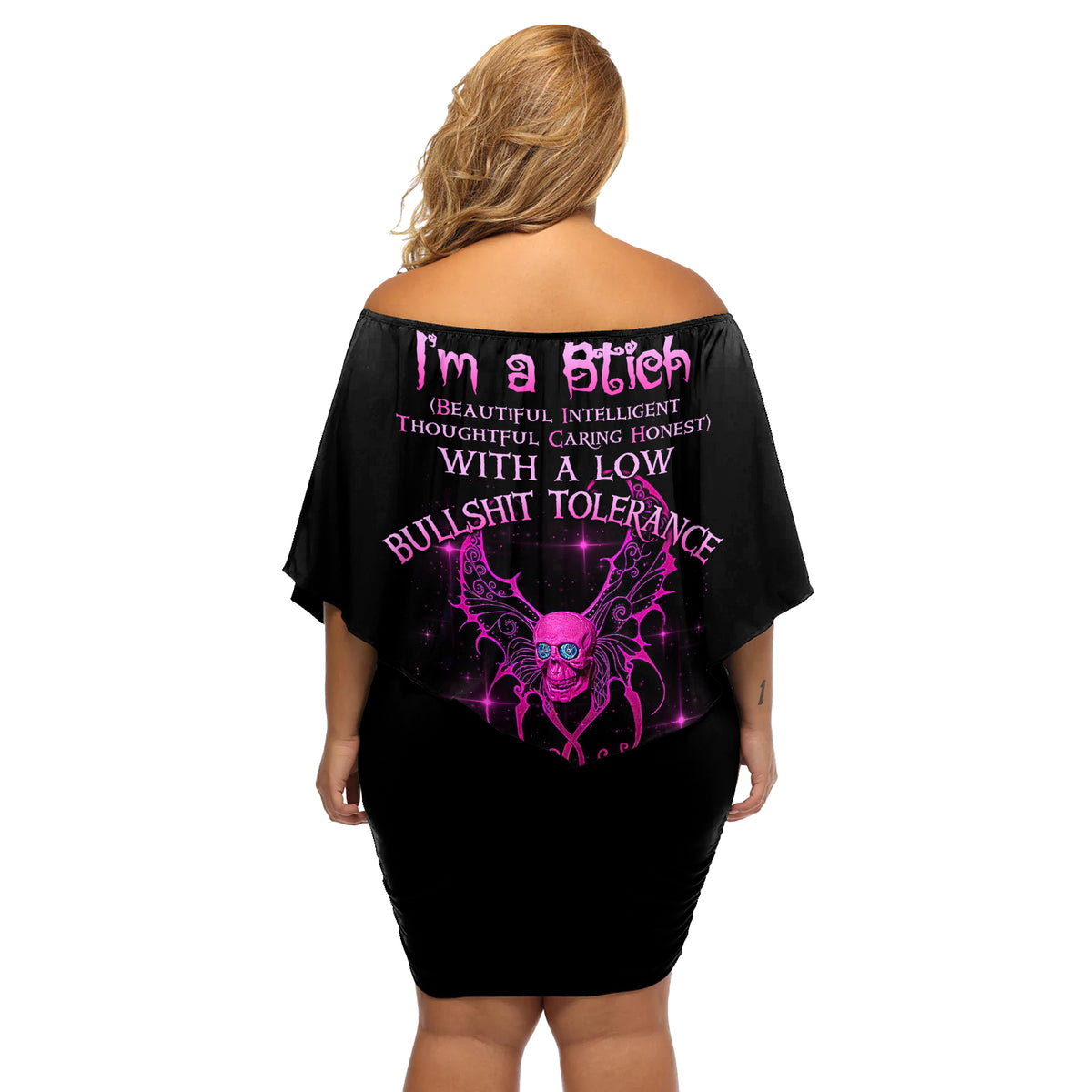 I'm A B Don't Try Me Off Shoulder Short Dress - Wonder Print Shop