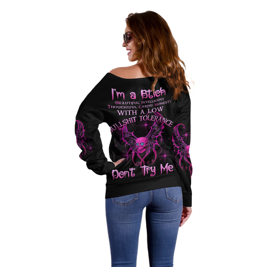 I'm A B Don't Try Me Off Shoulder Sweater - Wonder Print Shop
