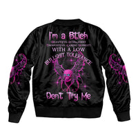 I'm A B Don't Try Me Sleeve Zip Bomber Jacket - Wonder Print Shop