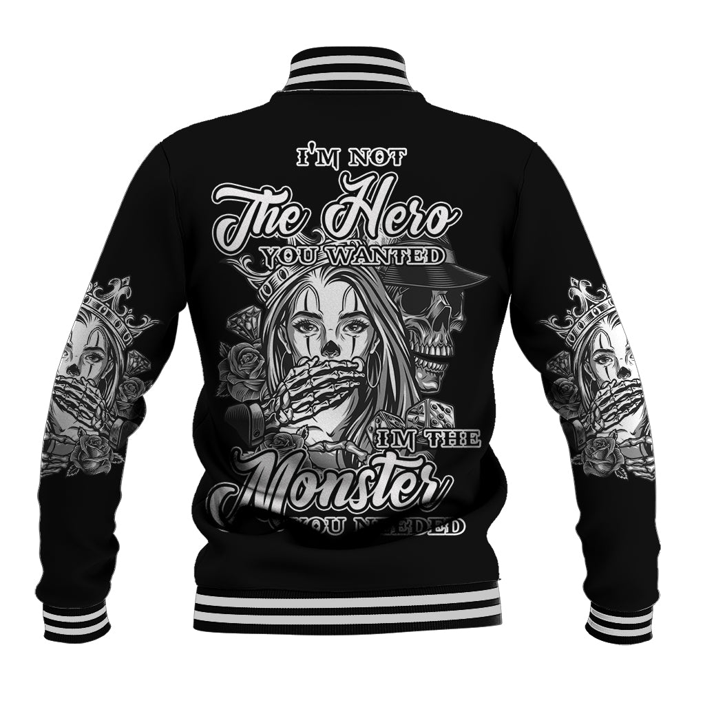 I'm Not The Hero You Want Baseball Jacket - Wonder Print Shop