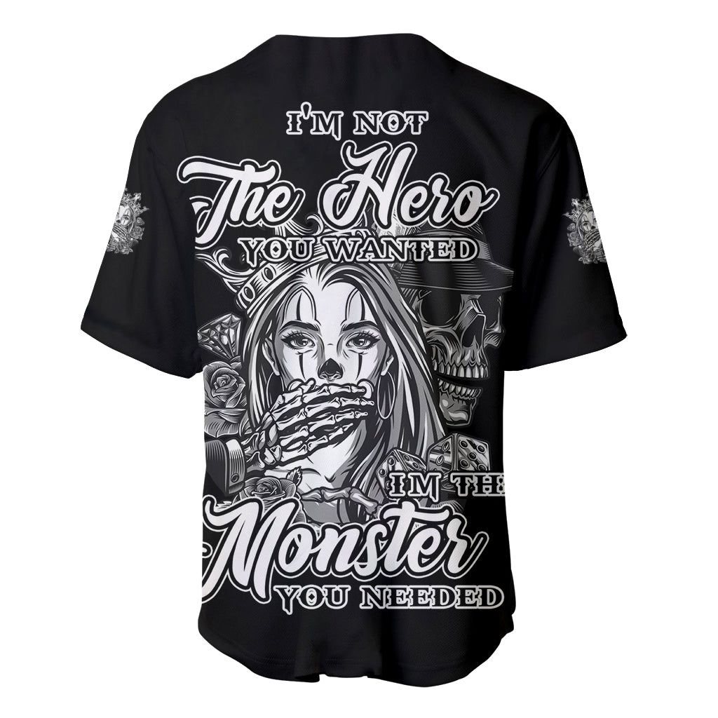 I'm Not The Hero You Want Baseball Jersey - Wonder Print Shop