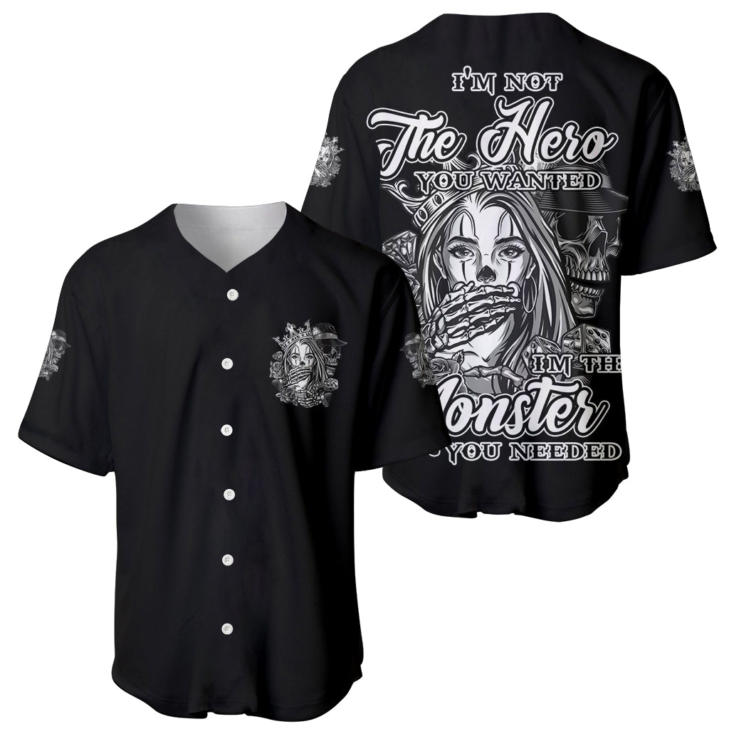 I'm Not The Hero You Want Baseball Jersey - Wonder Print Shop