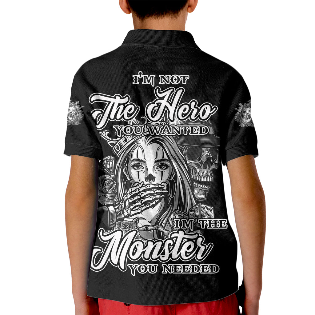 I'm Not The Hero You Want Kid Polo Shirt - Wonder Print Shop