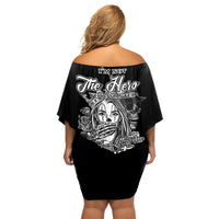 I'm Not The Hero You Want Off Shoulder Short Dress - Wonder Print Shop