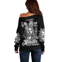 I'm Not The Hero You Want Off Shoulder Sweater - Wonder Print Shop