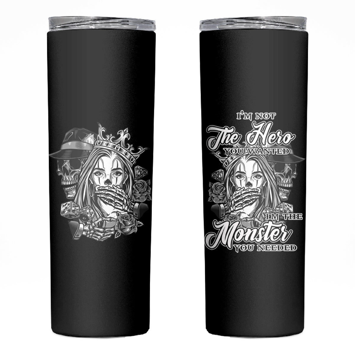 I'm Not The Hero You Want Skinny Tumbler - Wonder Print Shop