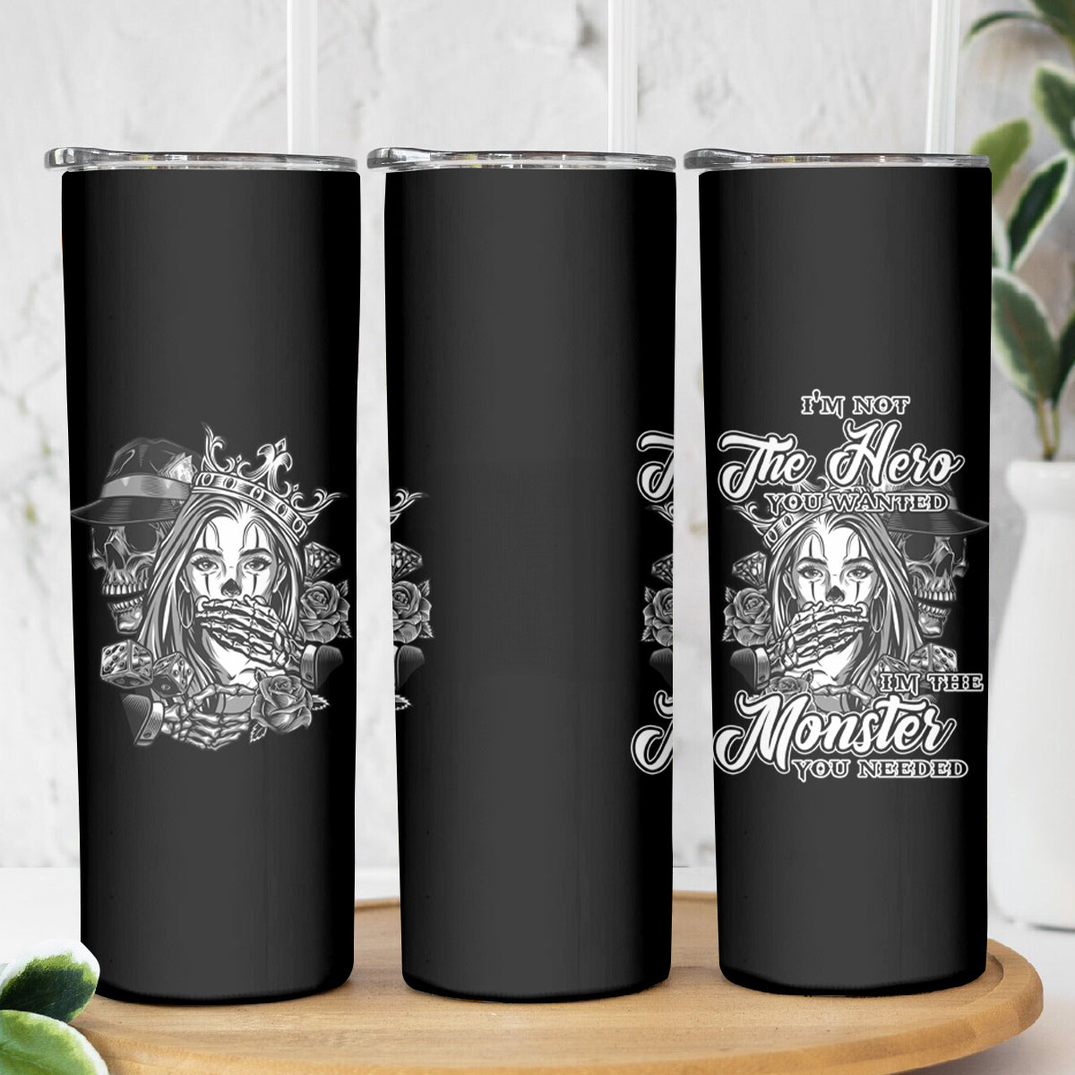 I'm Not The Hero You Want Skinny Tumbler - Wonder Print Shop