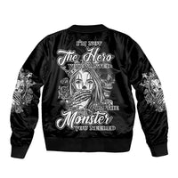I'm Not The Hero You Want Sleeve Zip Bomber Jacket - Wonder Print Shop