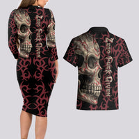 Zero F Given Skull Couples Matching Long Sleeve Bodycon Dress and Hawaiian Shirt - Wonder Print Shop