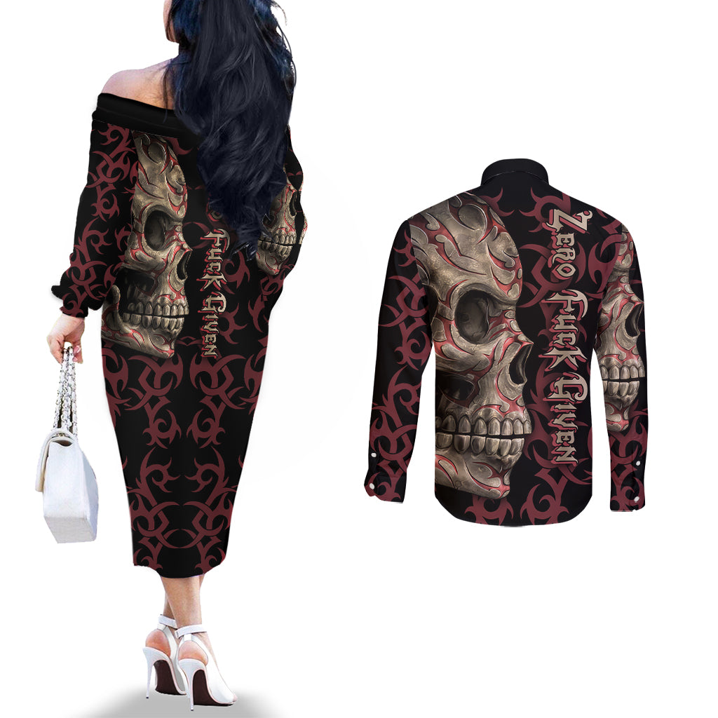 zero-f-given-skull-couples-matching-off-the-shoulder-long-sleeve-dress-and-long-sleeve-button-shirt