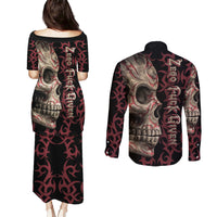 Zero F Given Skull Couples Matching Puletasi Dress and Long Sleeve Button Shirt - Wonder Print Shop