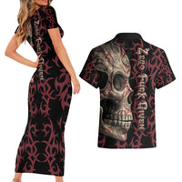 Zero F Given Skull Couples Matching Short Sleeve Bodycon Dress and Hawaiian Shirt - Wonder Print Shop