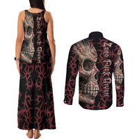 Zero F Given Skull Couples Matching Tank Maxi Dress and Long Sleeve Button Shirt - Wonder Print Shop