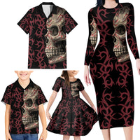 Zero F Given Skull Family Matching Long Sleeve Bodycon Dress and Hawaiian Shirt - Wonder Print Shop