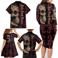 Zero F Given Skull Family Matching Long Sleeve Bodycon Dress and Hawaiian Shirt - Wonder Print Shop