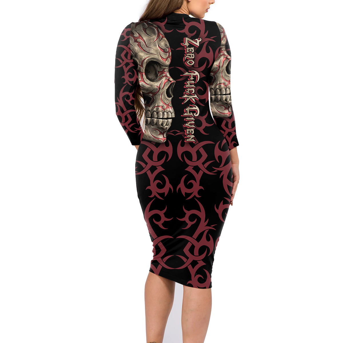 Zero F Given Skull Family Matching Long Sleeve Bodycon Dress and Hawaiian Shirt - Wonder Print Shop