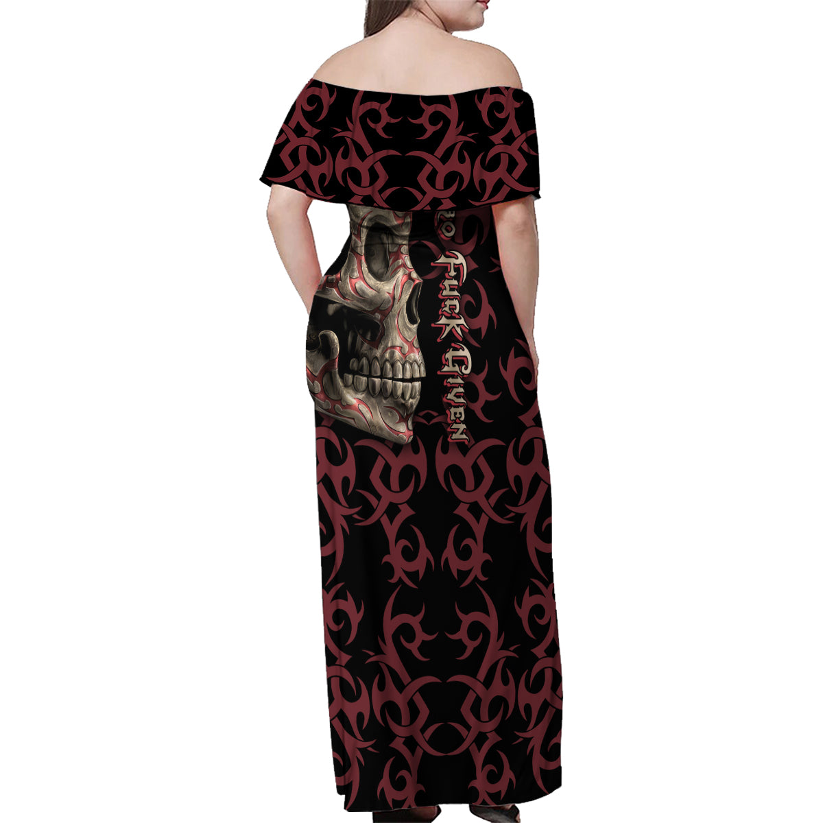 Zero F Given Skull Family Matching Off Shoulder Maxi Dress and Hawaiian Shirt - Wonder Print Shop