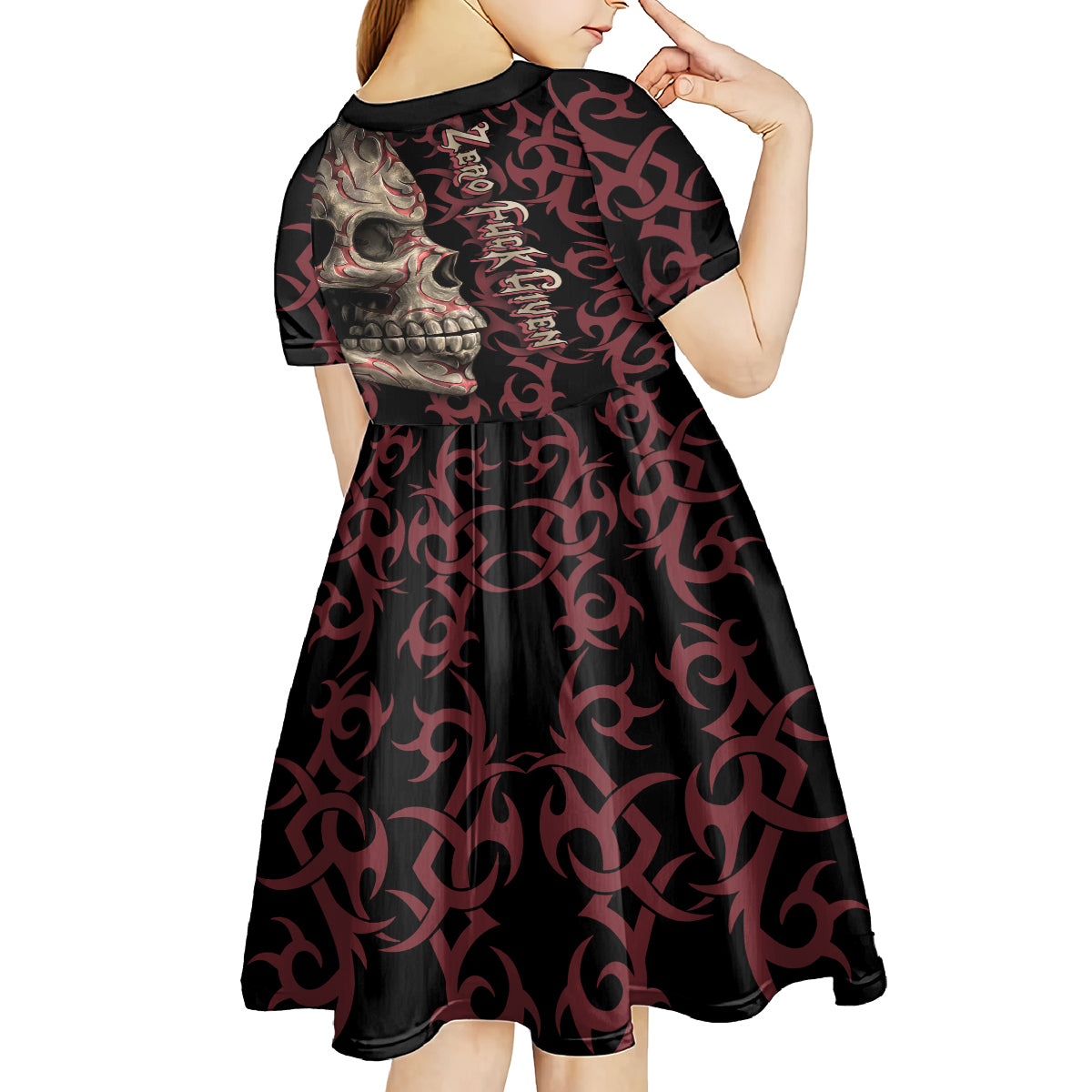 Zero F Given Skull Kid Short Sleeve Dress - Wonder Print Shop