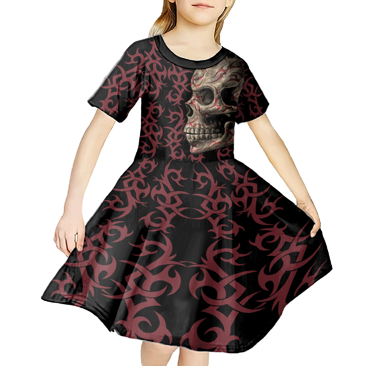 Zero F Given Skull Kid Short Sleeve Dress - Wonder Print Shop