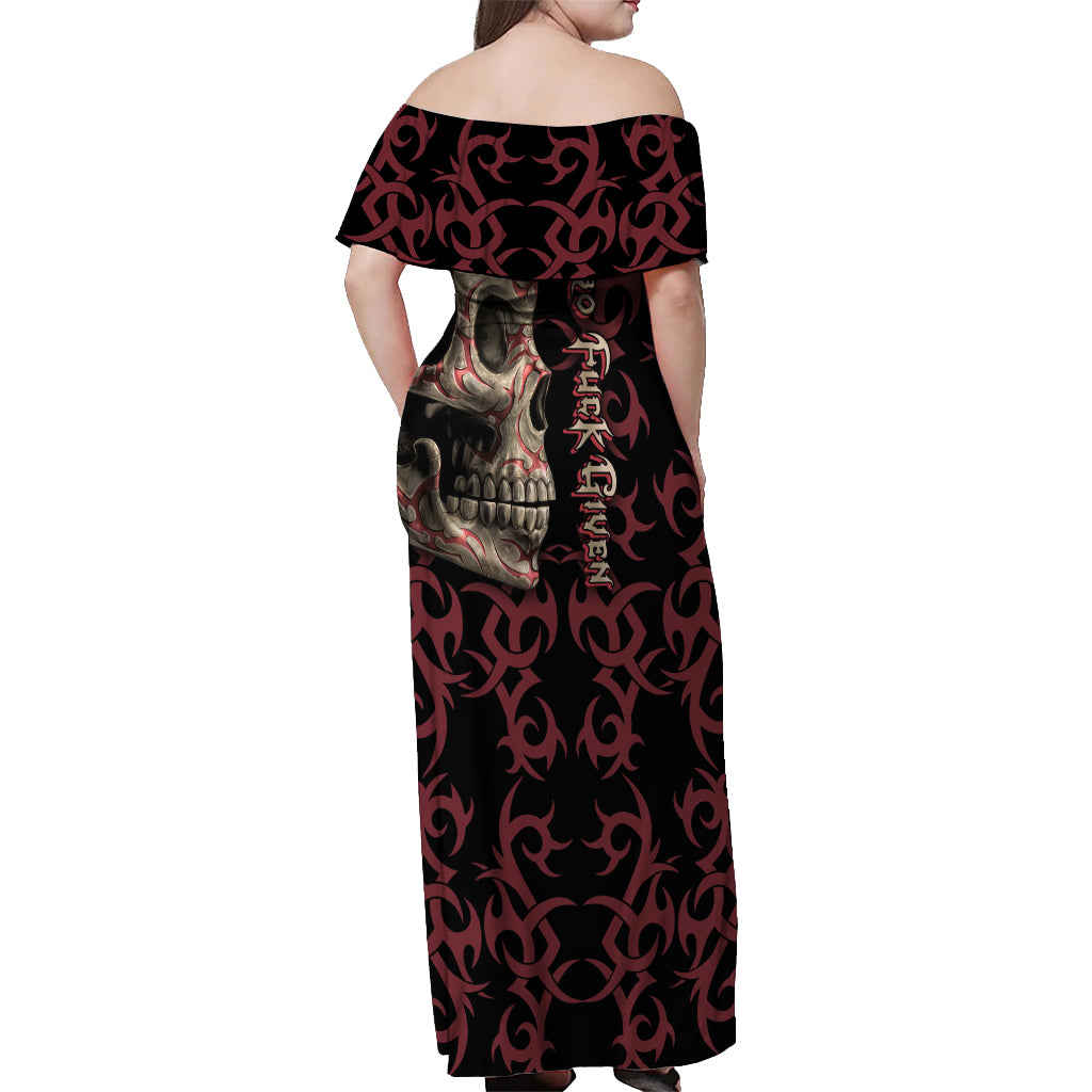 Zero F Given Skull Off Shoulder Maxi Dress - Wonder Print Shop