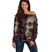 Zero F Given Skull Off Shoulder Sweater - Wonder Print Shop