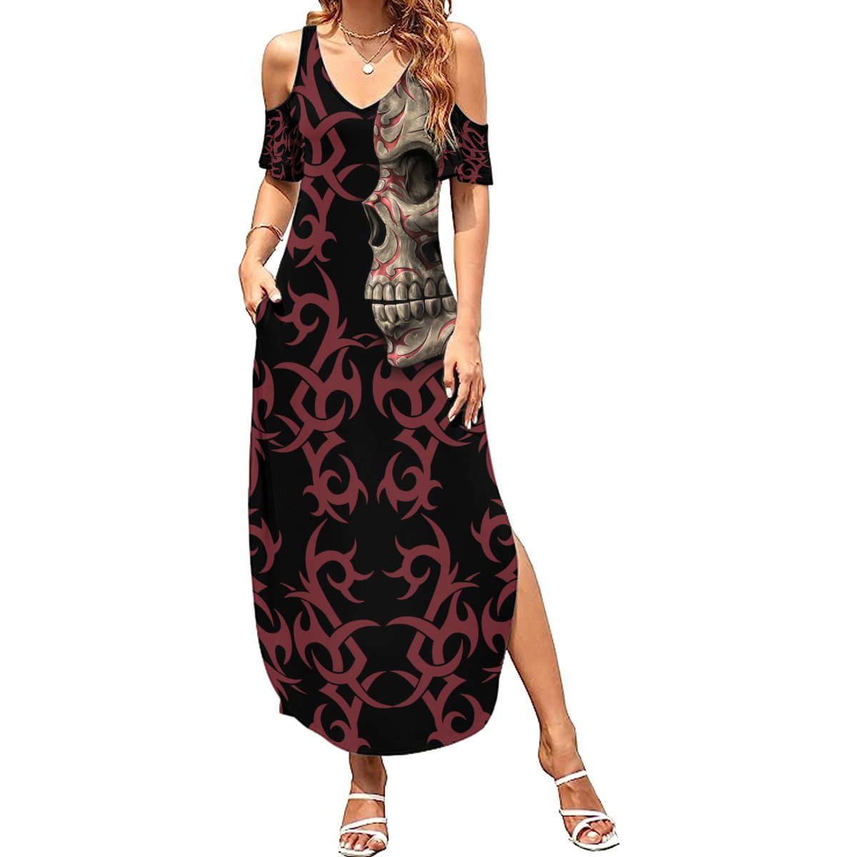 Zero F Given Skull Summer Maxi Dress - Wonder Print Shop