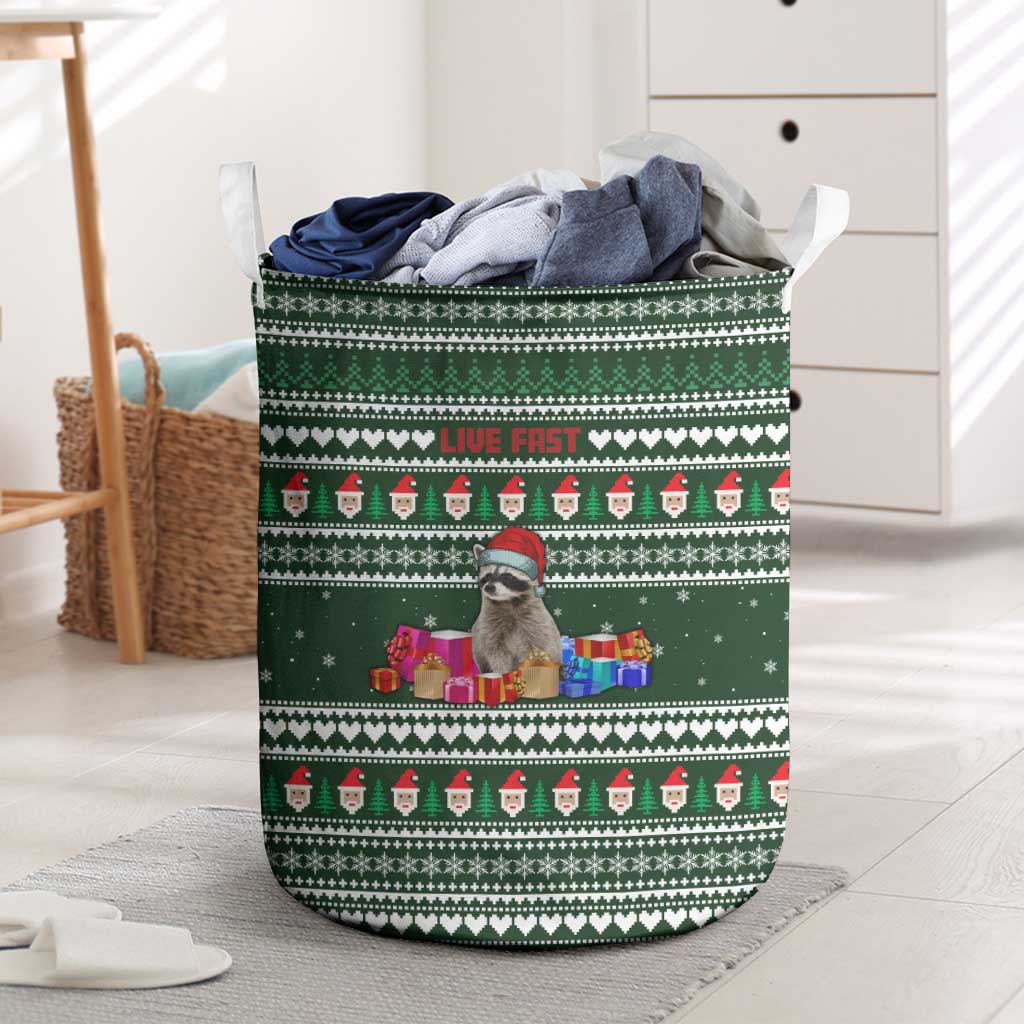 Sloth Christmas Laundry Basket with Santa Hat, Presents, and Festive Pattern - Wonder Print Shop