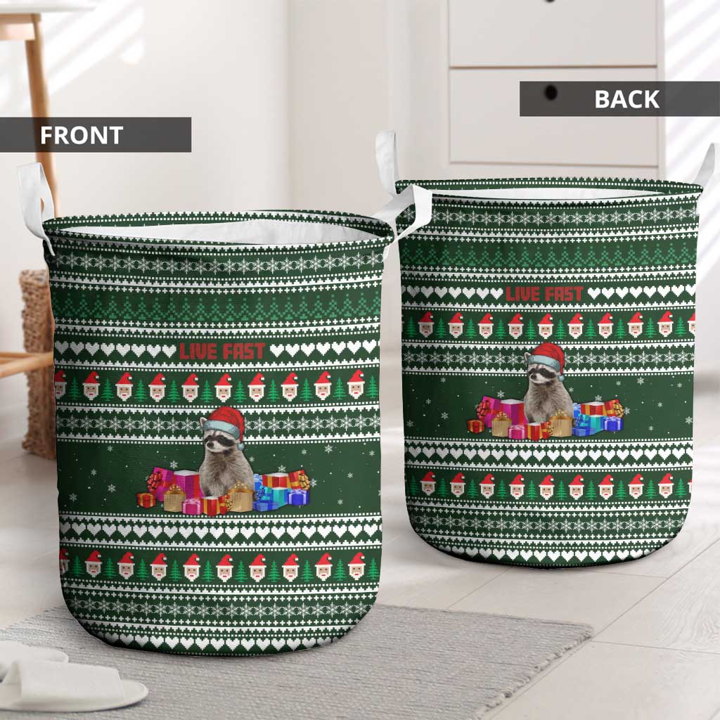 Sloth Christmas Laundry Basket with Santa Hat, Presents, and Festive Pattern - Wonder Print Shop