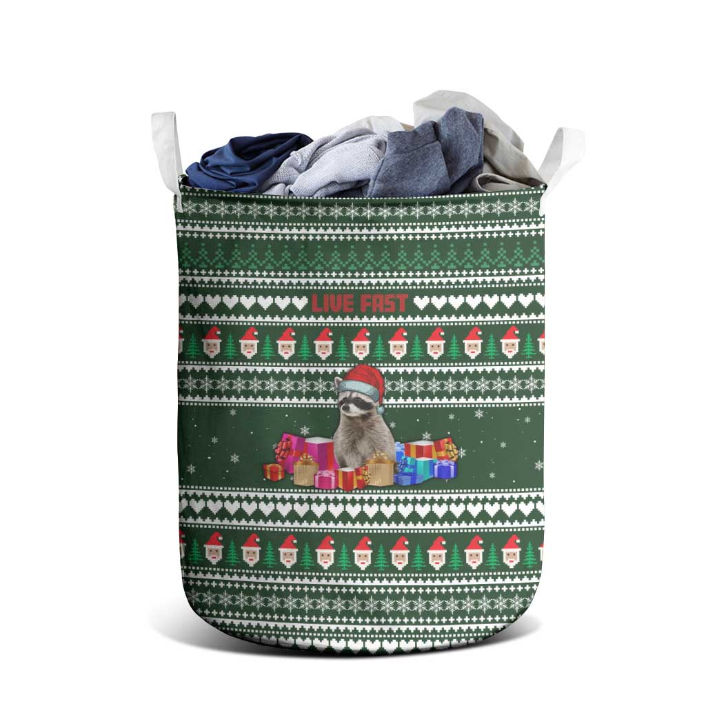 Sloth Christmas Laundry Basket with Santa Hat, Presents, and Festive Pattern - Wonder Print Shop