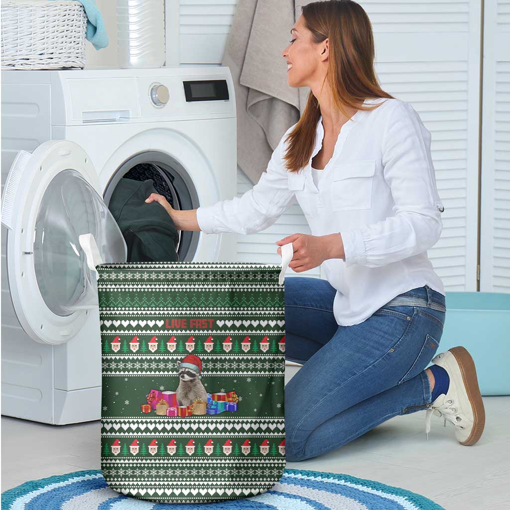 Sloth Christmas Laundry Basket with Santa Hat, Presents, and Festive Pattern - Wonder Print Shop