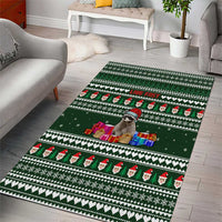 Sloth Christmas Area Rug with Santa Hat, Presents, and Festive Pattern - Wonder Print Shop