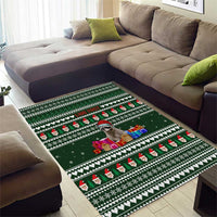 Sloth Christmas Area Rug with Santa Hat, Presents, and Festive Pattern - Wonder Print Shop