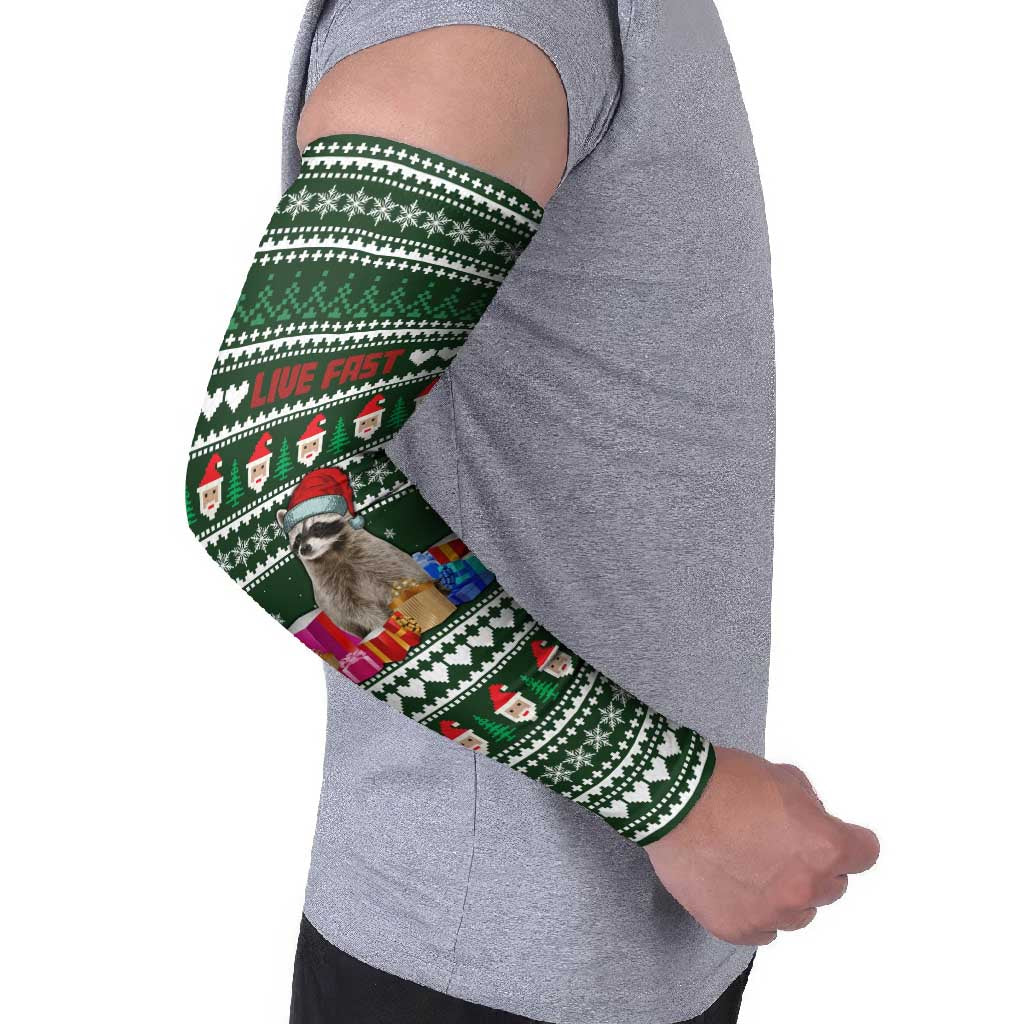 Sloth Christmas Arm Sleeves with Santa Hat, Presents, and Festive Pattern - Wonder Print Shop