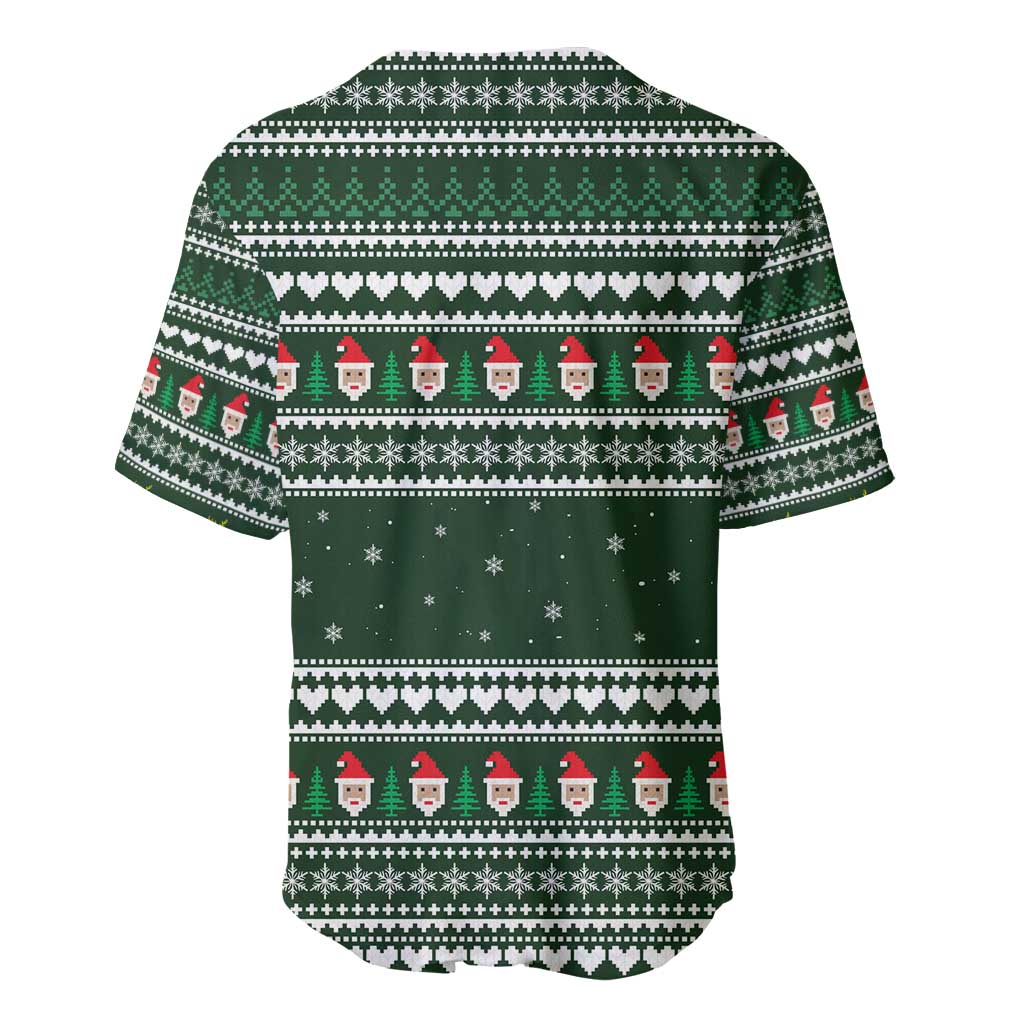 Sloth Christmas Baseball Jersey with Santa Hat, Presents, and Festive Pattern - Wonder Print Shop