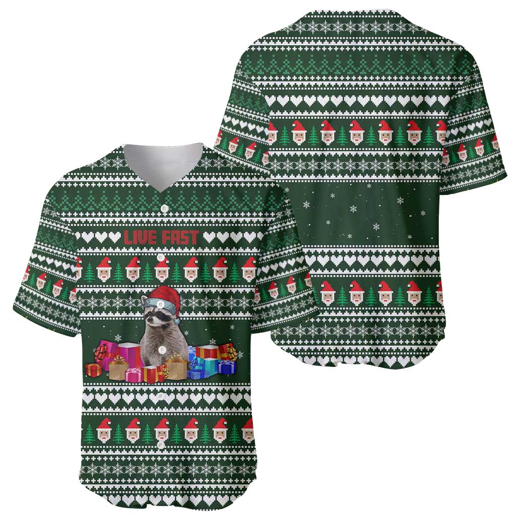 Sloth Christmas Baseball Jersey with Santa Hat, Presents, and Festive Pattern - Wonder Print Shop