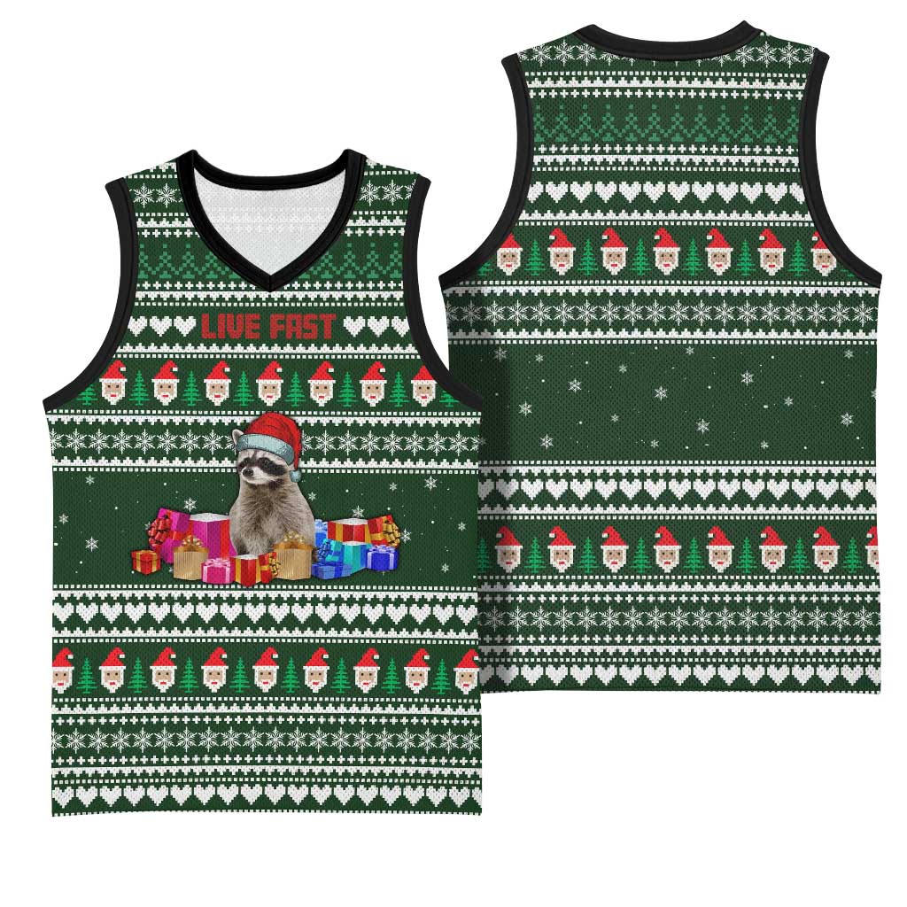 Sloth Christmas Basketball Jersey with Santa Hat, Presents, and Festive Pattern - Wonder Print Shop