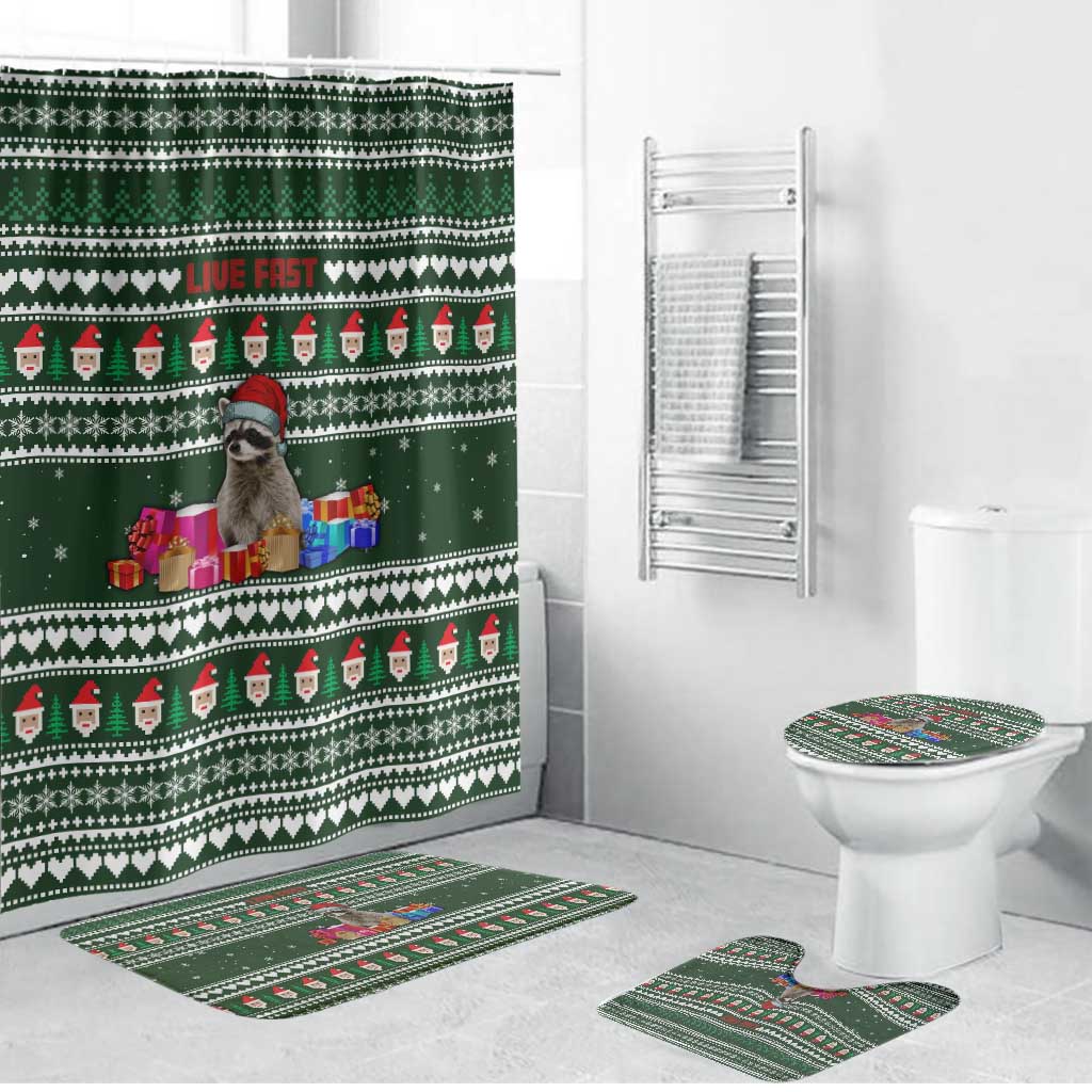Sloth Christmas Bathroom Set with Santa Hat, Presents, and Festive Pattern - Wonder Print Shop