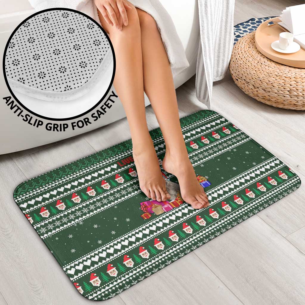 Sloth Christmas Bathroom Set with Santa Hat, Presents, and Festive Pattern - Wonder Print Shop